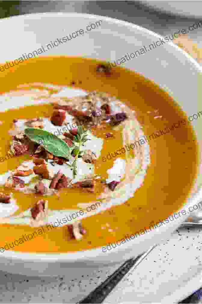A Creamy And Flavorful Roasted Butternut Squash Soup Garnished With Fresh Herbs And A Drizzle Of Olive Oil The Chubby Vegetarian: 100 Inspired Vegetable Recipes For The Modern Table