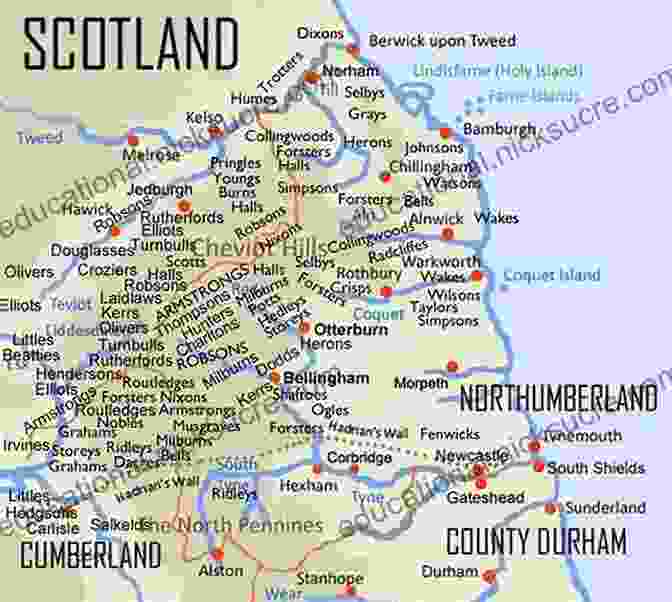 Map Of The Borderland Region Between England And Scotland The Marches: A Borderland Journey Between England And Scotland