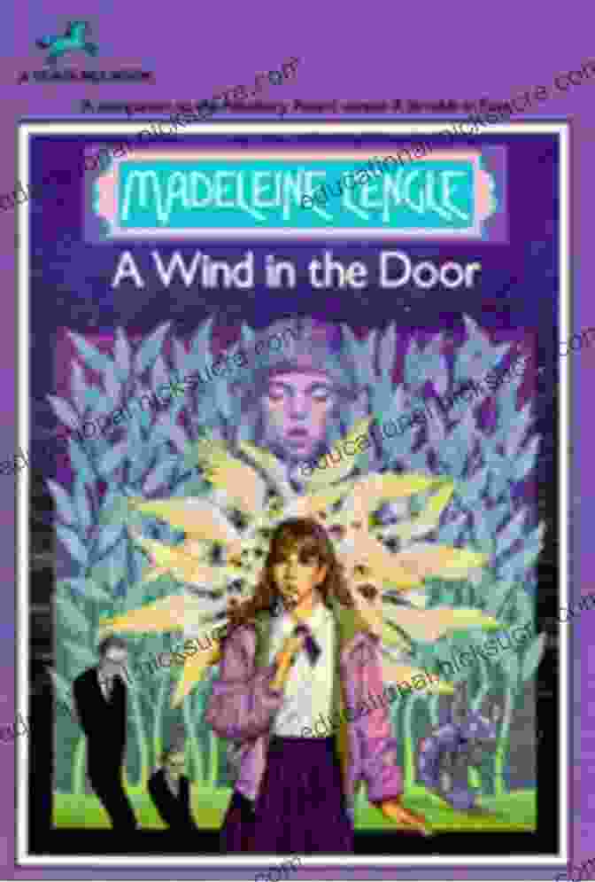 Wind In The Door Book Cover Featuring Meg Murry And Charles Wallace Soaring Through A Starry Portal A Wind In The Door (A Wrinkle In Time 2)